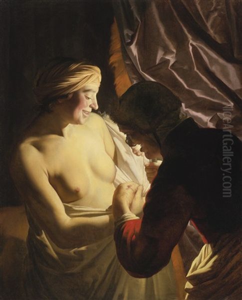 The Flea Hunt Oil Painting by Gerrit Van Honthorst