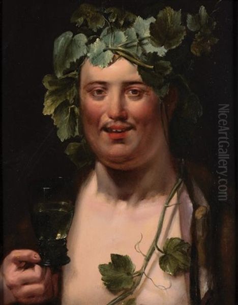 Silenus Holding A Roemer Oil Painting by Gerrit Van Honthorst