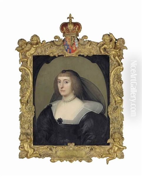 Portrait Of Elizabeth Stuart, Queen Of Bohemia (1596-1662), Half-length, In Mourning Dress Oil Painting by Gerrit Van Honthorst