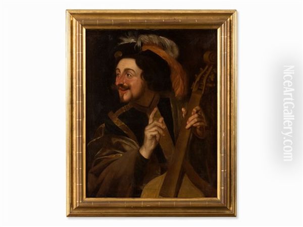 Man With Viola Da Gamba Oil Painting by Gerrit Van Honthorst