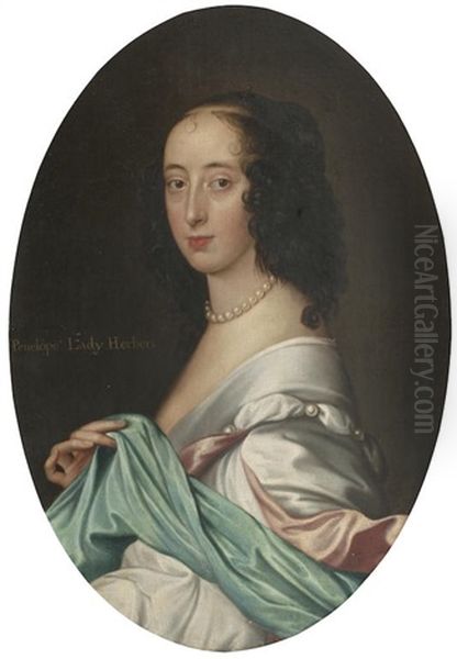 Portrait Of Penelope Herbert (nee Naunton), Countess Of Pembroke Oil Painting by Gerrit Van Honthorst