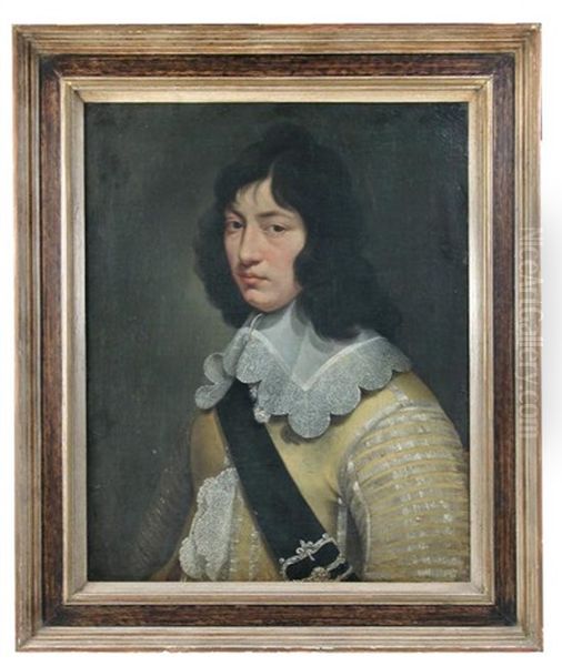 Portrait Of An Officer, Half Length, In A Buff Jacket With Sash And Buckle Oil Painting by Gerrit Van Honthorst