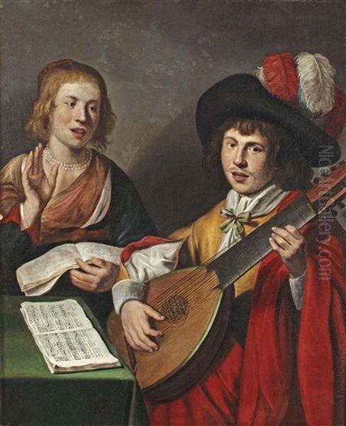 A Couple Making Music Oil Painting by Gerrit Van Honthorst