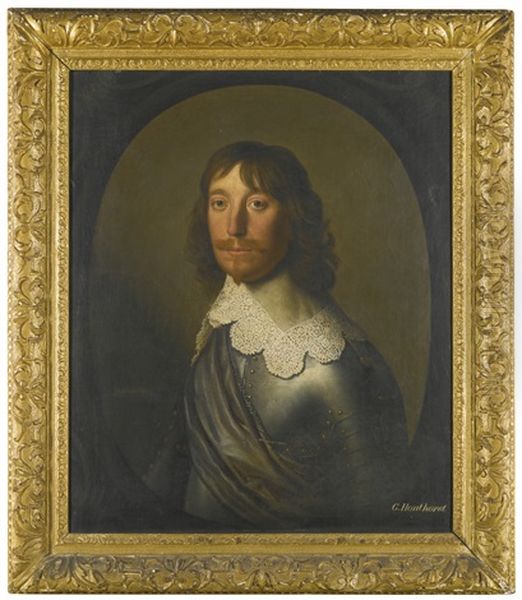 Portrait Of A Gentleman, Head And Shoulders, With A Grey Sash Around His Armour Oil Painting by Gerrit Van Honthorst