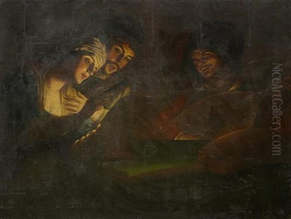 Singende Und Musizierende Gesellschaft Oil Painting by Gerrit Van Honthorst