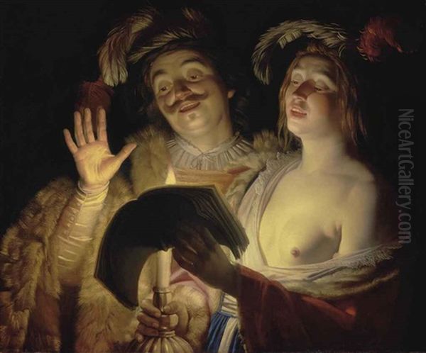 The Duet Oil Painting by Gerrit Van Honthorst