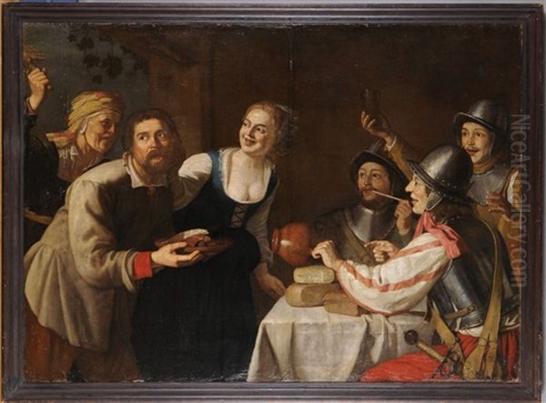 Tavern Scene Oil Painting by Gerrit Van Honthorst