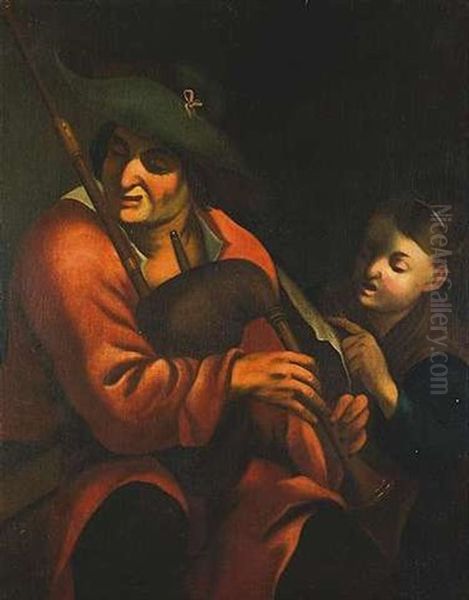 Dudelsackspieler Mit Kind Oil Painting by Gerrit Van Honthorst