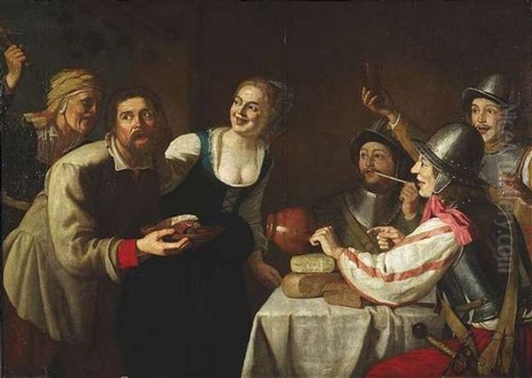 Frohliche Gesellschaft In Einer Taverne Oil Painting by Gerrit Van Honthorst