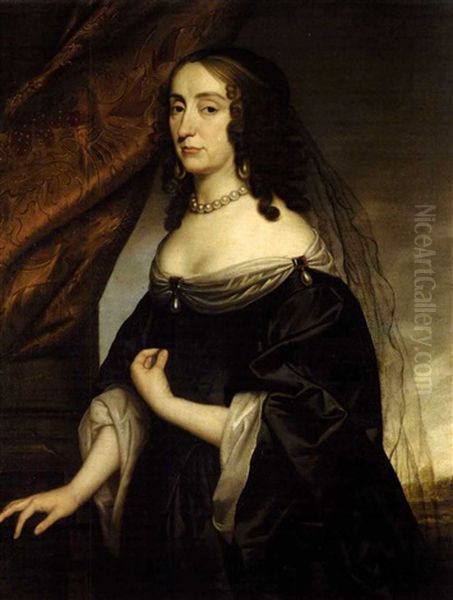 Portrait Of Queen Elizabeth Of Bohemia (collab. W/studio) Oil Painting by Gerrit Van Honthorst