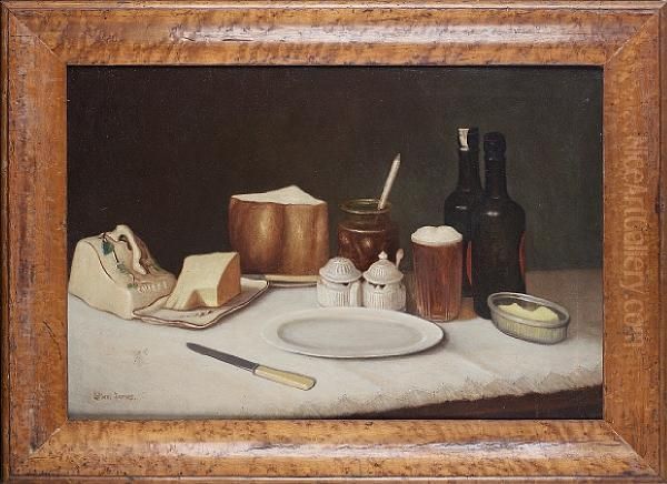 Still Life Of A Table Top Oil Painting by Latham Barnes