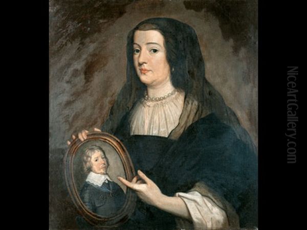 Amalia Von Solms In Witwentracht Oil Painting by Gerrit Van Honthorst