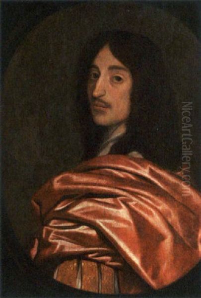 A Portrait Of A Man Wearing A Yellow Coat With A Red Shawl Oil Painting by Gerrit Van Honthorst