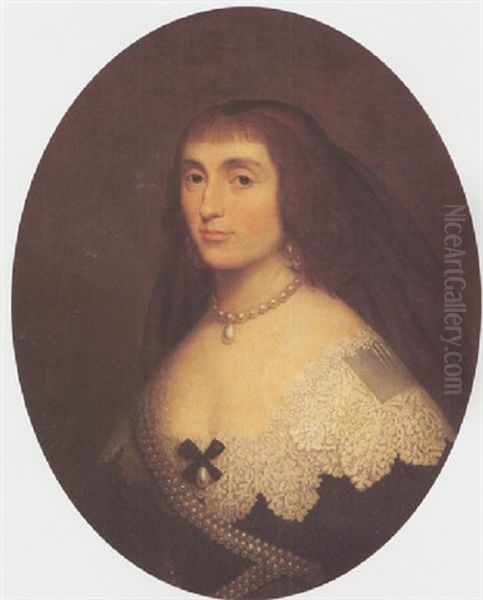 Portrait Of Elizabeth Of Bohemia, The Winter Queen, Wearing A Dark Dress, And Lawn Collar Oil Painting by Gerrit Van Honthorst