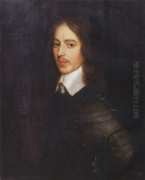 Portrait Of Stadholder William Ii Wearing Armour, Lace Collar And The Badge Of The Order Of The Garter Oil Painting by Gerrit Van Honthorst