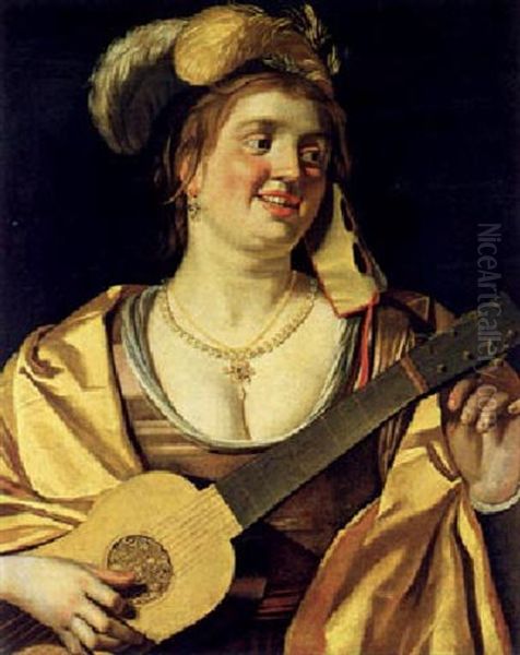 Lautenspielerin Oil Painting by Gerrit Van Honthorst