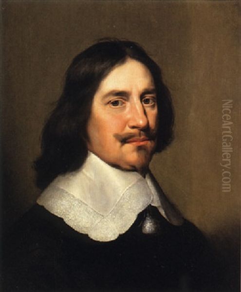 Portrait Of A Gentleman Wearing Black Oil Painting by Gerrit Van Honthorst