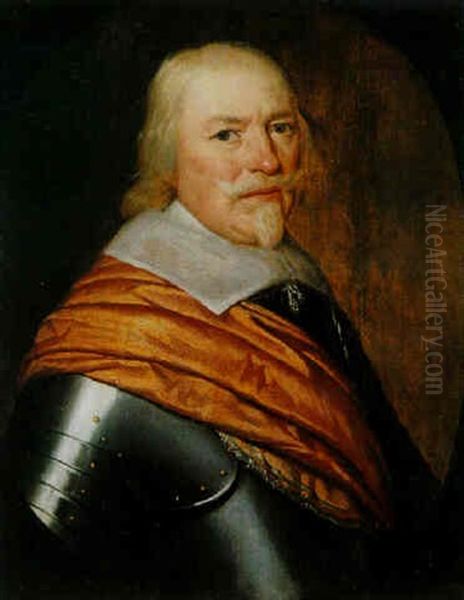 Portrait En Armure Du Prince Hendrik D'orange Nassau Oil Painting by Gerrit Van Honthorst