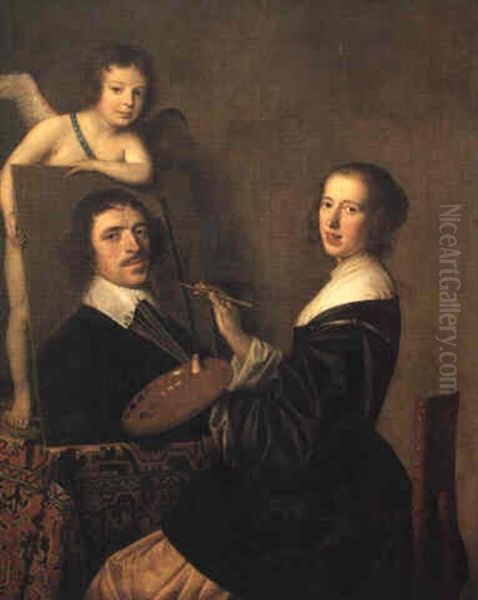 Allegori Over M+larkonsten Oil Painting by Gerrit Van Honthorst