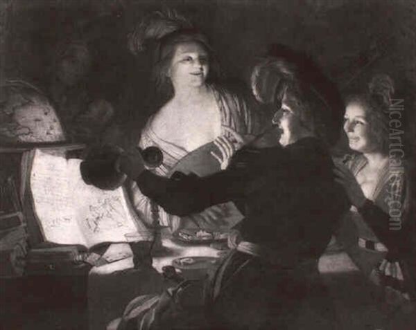 Lustige Gesellschaft Bei Kerzenschein by Gerrit Van Honthorst