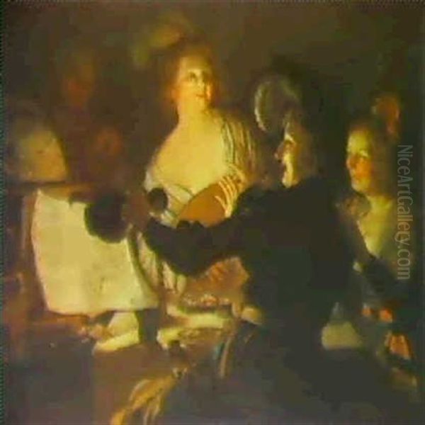 Frohliche Gesellschaft Bei Kerzenschein Oil Painting by Gerrit Van Honthorst