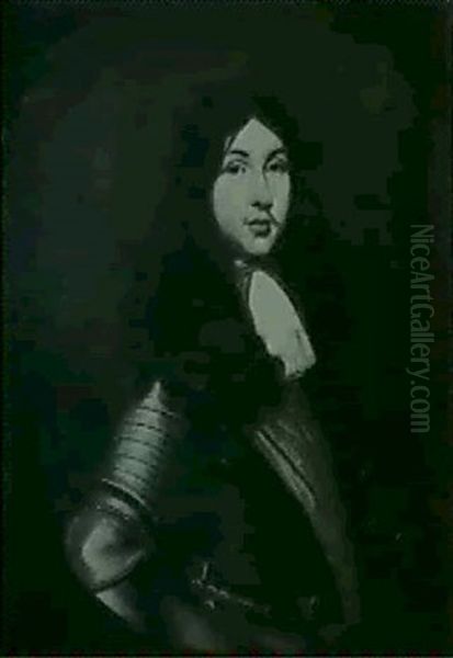 A Portrait Of A Cavalry Gentleman, Half Length, Wearing A   Suit Of Armour Adorned With An Orange Sash Oil Painting by Gerrit Van Honthorst