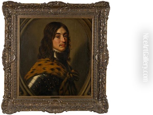 A Portrait Of A Man In Armour, Thought To Be Prince Edward, Count Palatine Oil Painting by Willem van Honthorst