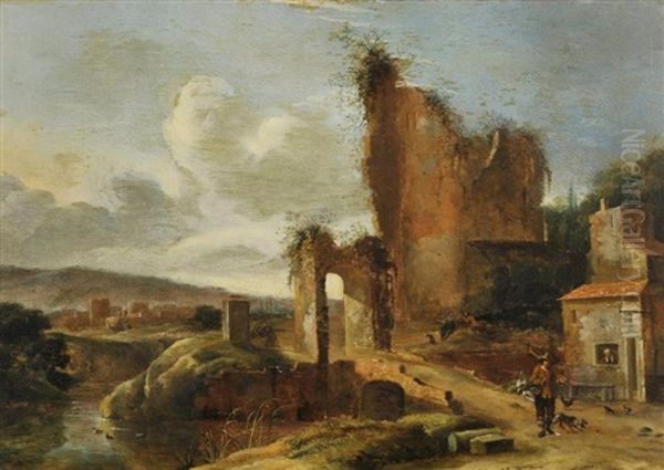 Le Retour Du Chasseur Devant Une Ruine Du Chateau Oil Painting by Charles Cornelisz de Hooch