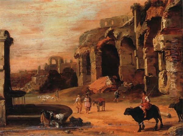 Ruinenlandschaft Mit Brunnen Oil Painting by Charles Cornelisz de Hooch