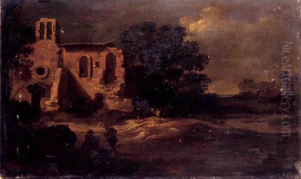 Paysage Aux Ruines Avec Des Bergers Oil Painting by Charles Cornelisz de Hooch