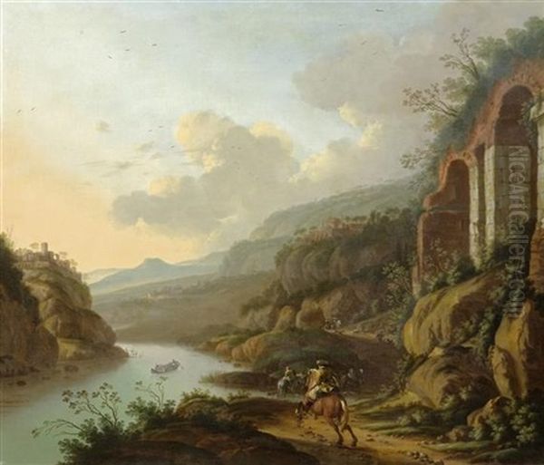 Weite Landschaft Mit Reiter Oil Painting by Horatius de Hooch