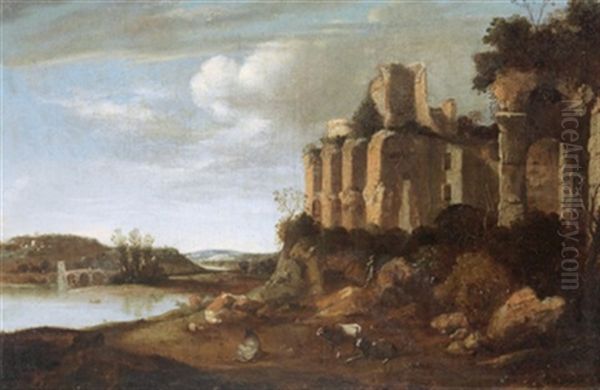 Flusslandschaft Mit Ruinen Oil Painting by Horatius de Hooch