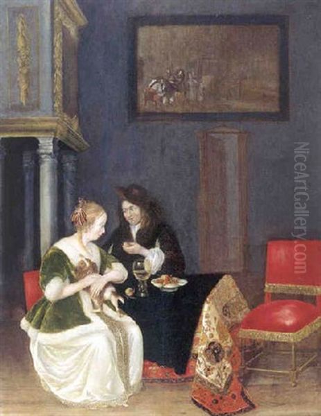 Le Repas Galant Oil Painting by Pieter De Hooch