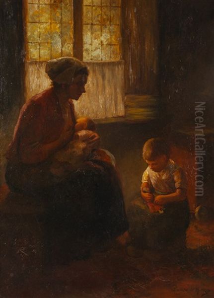 Mother And Child Oil Painting by Bernard de Hoog