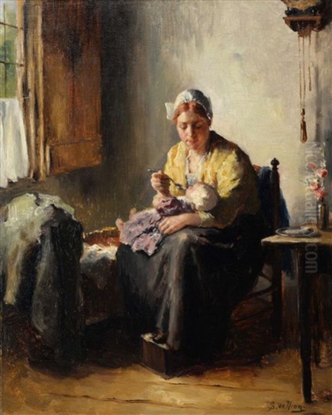 Maternal Duties Oil Painting by Bernard de Hoog