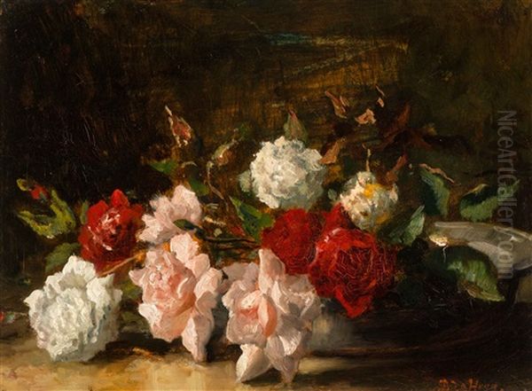 Still Life Of Flowers Oil Painting by Bernard de Hoog