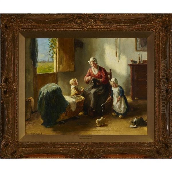 A Present For Mother Oil Painting by Bernard de Hoog