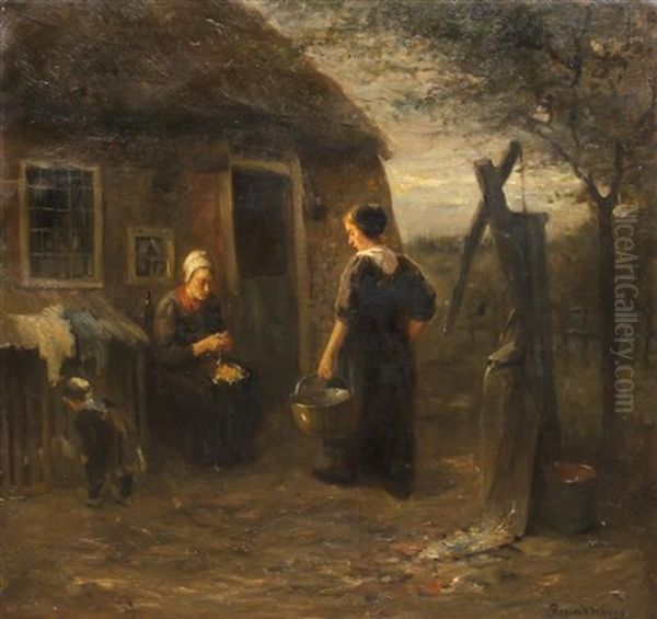 Preparing The Dinner Oil Painting by Bernard de Hoog