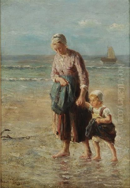 At The Shore Oil Painting by Bernard de Hoog