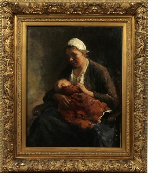 Mother And Child Oil Painting by Bernard de Hoog