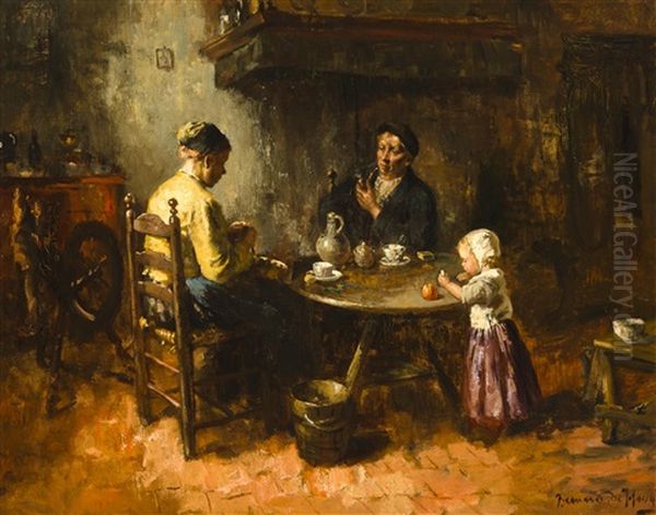 Preparing Dinner Oil Painting by Bernard de Hoog