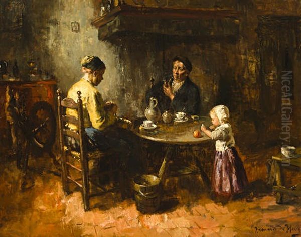 Preparing Dinner Oil Painting by Bernard de Hoog