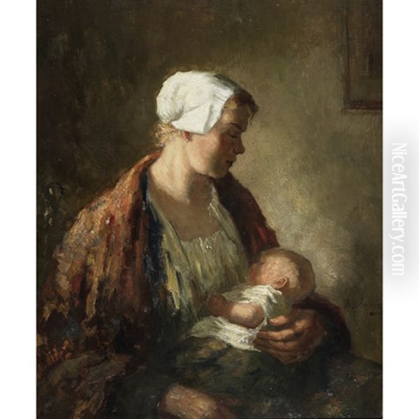 Mother & Child Oil Painting by Bernard de Hoog