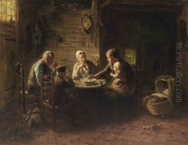 Dinner Time Oil Painting by Bernard de Hoog