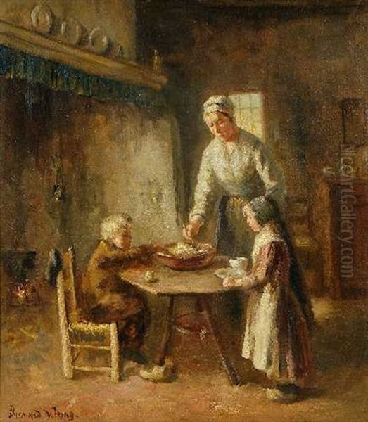 Mutter Mit Zwei Kindern Am Tisch Oil Painting by Bernard de Hoog