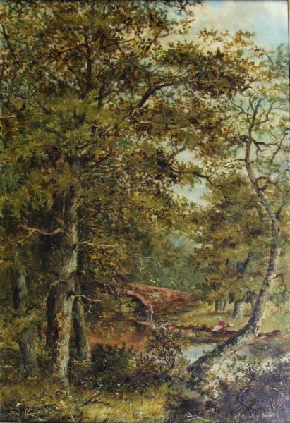 Woodland River Landscape Oil Painting by William Rodney Barnes