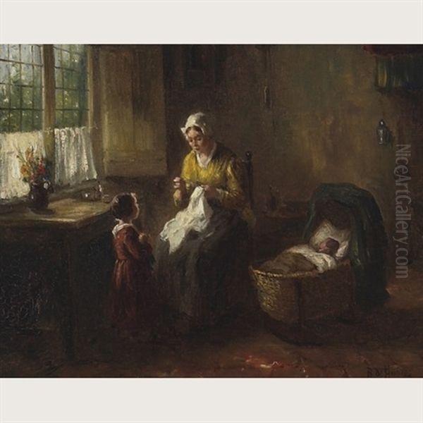 Mending Time Oil Painting by Bernard de Hoog