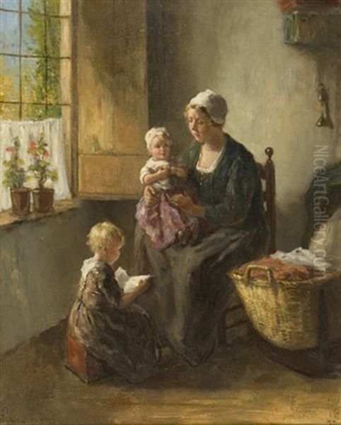 The Happy Mother Oil Painting by Bernard de Hoog