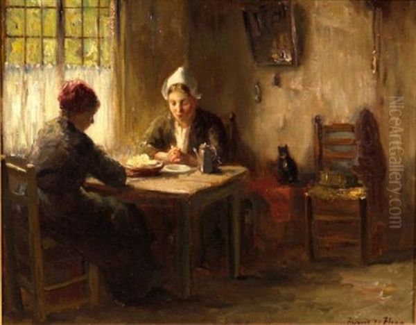 At Table Oil Painting by Bernard de Hoog