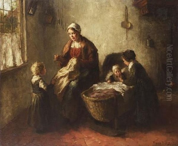 A Happy Family Oil Painting by Bernard de Hoog